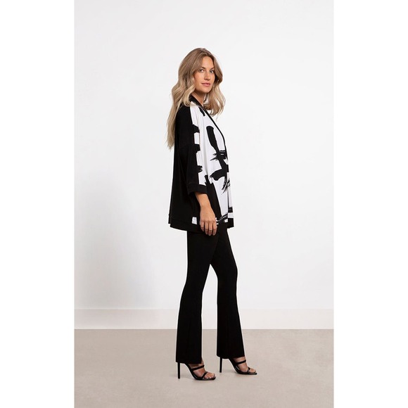 Sympli Women's Kimono Cardigan Size 8 Black and White Abstract Print - Picture 2 of 4